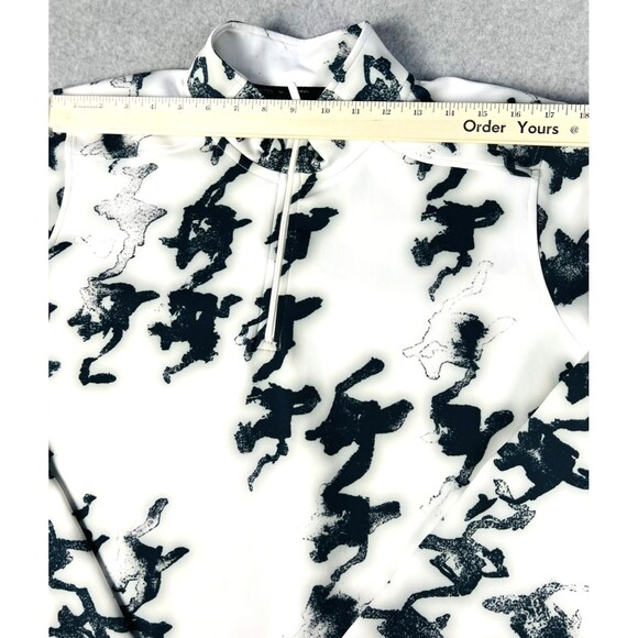 GSTQ Houndstooth Quarter Zip Mens Large Black White Athletic Pullover Streetwear - Picture 6 of 15